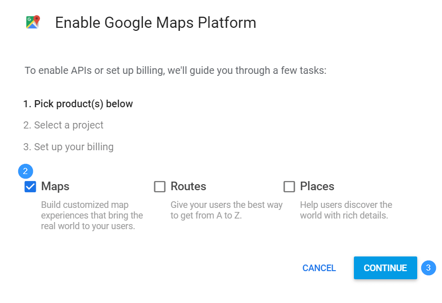 Wybór produktu Google Maps