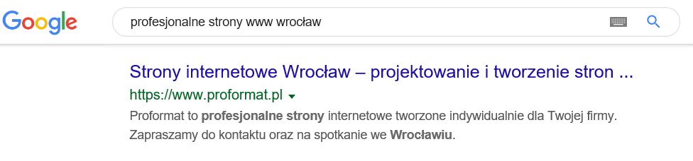 Wyszukiwalnie profesjonalnych stron internetowych w google